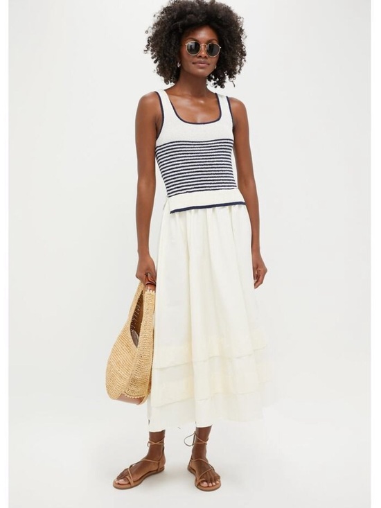 Moon River Dresses & Skirts - Moon River Cream Maxi Skirt with Navy Trim